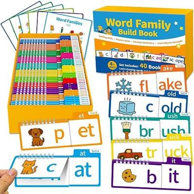 Phonics Flash Cards & Word Family Build Book Fun Kids Flip Books | Read & Rhyme Flip Books, Learn to Read for Kids, Engaging Educational Tools for Kindergarten, Fun Sight Word Phonics Games