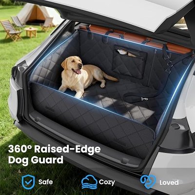 REEVAA SUV Cargo Liner for Dogs, 18" Cushioned Side Walls, XL, Black | 360° Full Coverage, Padded Sides for Dog Safety, Dual Non-Slip & Waterproof,Durable & Machine Washable,Safer Travel with Dogs