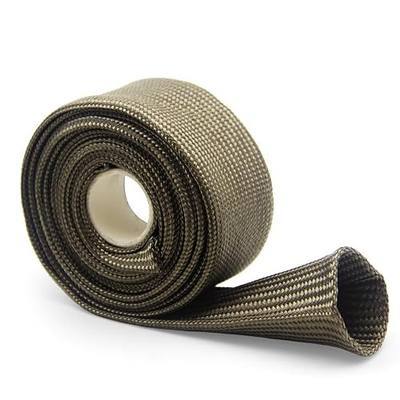 Heat Shield Sleeve 1" ID x 10' Titanium Spark Plug Wire Heat Shield | Titanium fiber, 2000°F heat resistant, Protects spark plug wires, fuel lines, brake cables from radiant heat, Flexible