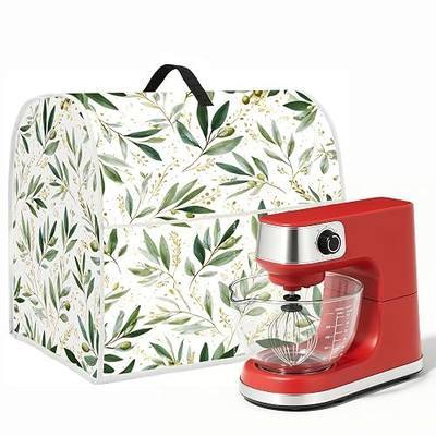 Kitchen Dust Cover Compatible with 4.5 5 6 8 quart Stand Mixer, Kitchen Appliance Protective Covers with Top Handle and Pocket (Green Leaves, For 4.5 qt and All 5 qt Mixer)