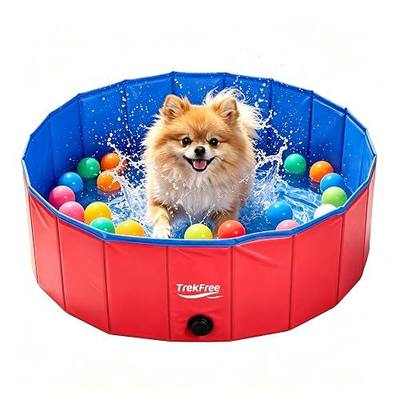 Foldable Pet Pool, Puppy Small Medium Large Dogs Pool, Non-Slip Pet Bath Tub for Outdoor Backyard, Collapsible Dogs Swimming Pool for Dogs Cats and Kids 32" Blue