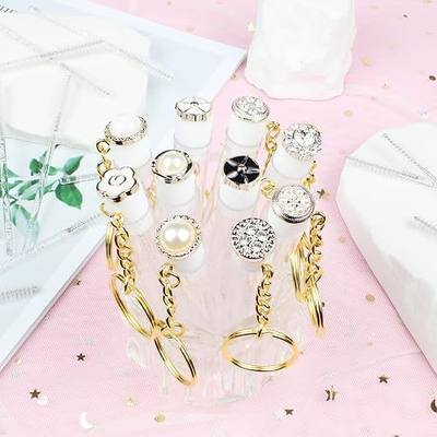 10pcs Mascara Wands Tube Reusable Lash Spoolies Pear Diamond Tube with Keychain Eyelash Brush Tubes Spoolies Lash Extension Brushes Applicators Makeup Tools(Pearl-Diamond-KC)