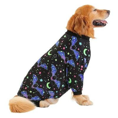 HDE Dog Pajamas One Piece Jumpsuit Lightweight Dog PJs Shirt for M-3XL Dogs Starry Bats - XL