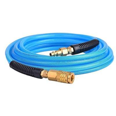 25FT 1/4 Inch Air Hose Reinforced Polyurethane Air Compressor Hose - Flexible Heavy Duty Braided Pneumatic Hose with Quick Connect Fittings 300 PSI for Garage Shop Automotive Use