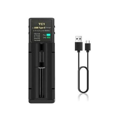 18650 Battery Charger, Single-Slot Universal 3.7V Battery Charger for 18650 21700 26650 14500 16340 Li-ion Rechargeable Batteries