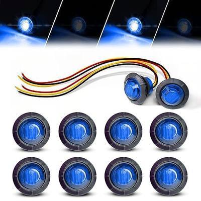 MADCATZ 10 Pcs Strobe & Marker Lights 3/4 Inch Blue LED Mini Round Bullet Light, Dual Function Steady & Flash 12V DC Flush Mount with Grommet for Picup, Truck, Trailer, RV, ATV, Van