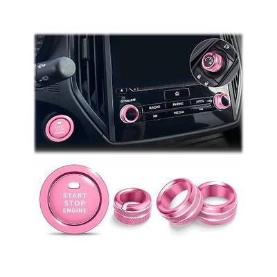 for 2019-2024 Subaru Forester Accessories & 2018-2023 Crosstrek & Impreza, 5-Pieces Aluminum Alloy Knob Covers Trim Set (Pink) Fits Push Start, Volume & Rearview Mirror