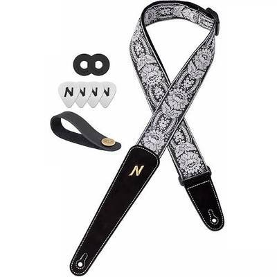 Nefelibata Guitar Strap 2 Inch, with Extended Soft Suede Leather Ends for Bass, Electric and Acoustic Guitars