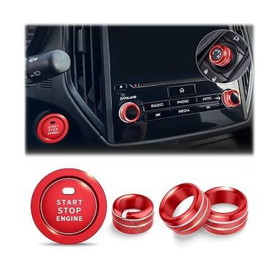 for 2019-2024 Subaru Forester Accessories & 2018-2023 Crosstrek & Impreza, 5-Pieces Aluminum Alloy Knob Covers Trim Set (Red) Fits Push Start, Volume & Rearview Mirror