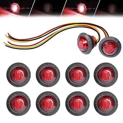 MADCATZ 10 Pcs Strobe & Marker Lights 3/4 Inch Red LED Mini Round Bullet Light, Dual Function Steady & Flash 12V DC Flush Mount with Grommet for Picup, Truck, Trailer, RV, ATV, Van