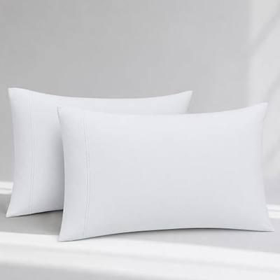 California Design Den 100% Organic Cotton Pillows Cases Queen Size Set of 2 - Soft and Lightweight Sateen, Roomy and Breathable, Perfectly Fits Standard & Queen Pillows - White