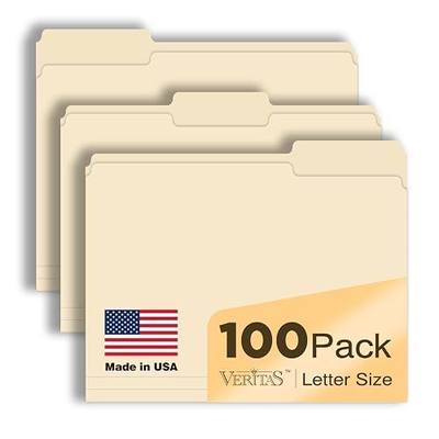 Manilla Folders 8.5 x 11 File Folders Letter Size Manila Folder with 1/3 Cut Tab 100 Pack Paper Folders for Office, School, Home, Business Filing Supplies Made in USA