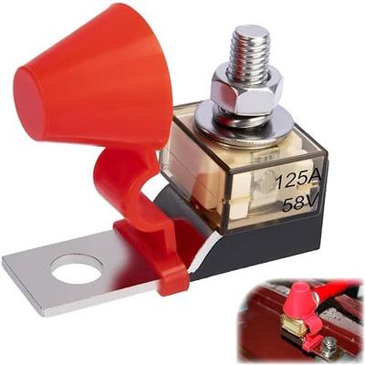 MRBF Terminal Fuse Block, 125A 58V DC Battery Terminal Fuse | 5/16" (M8) Single Stud Marine Battery Fuses with IP66 Waterproof Cap for Boat Truck RV Construction Vehicles