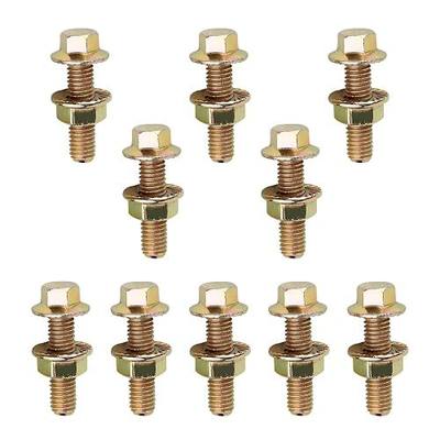 10 PCS Exhaust Manifold Bolt Kit, 10.9 Zinc Hex Flange Bolt Screw, High Strength Flange Bolts Set, Universal for Automotive, Machinery, Equipment Repair (Gold)