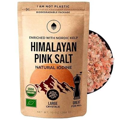 Himalayan Pink Salt with Nordic Kelp – Naturally Iodized salt for everyday use in Plastic-Free Packaging | Coarse salt for grinder refill | Gourmet Salt for Cooking | Unrefined, Additive-Free, 10oz