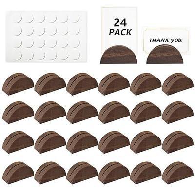 Worown 24-Pack Wooden Table Number Stands (1.6 Inch Small Size), Semicircular Place Card Holders, Indoor Table Name Holder for Wedding, Banquet, Party Events Decor (Brown)