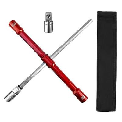Universal 4 Way Lug Wrench - Tire Iron Lug Wrench for Cars, SUVs, and Trucks,17mm/19mm/21mm/23mm Lug Nut Wrench, Durable Carbon Steel Tire Iron Tool