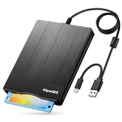 Floppy Disk Reader External 3.5 inch 1.44 MB Floppy Disc Reader USB A/C Floppy Disk Drive/Player/Converter Compatible with Windows 11/10/8/7/XP, Not Compatible with MAC (Brushed Texture)