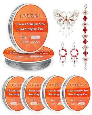 FIVEIZERO 6 Rolls 492FT 7 Strand Stainless Steel Beading Wire, Strong Nylon Coated Jewelry Wire in Mixed Sizes (0.3mm/0.38mm/0.45mm) for Necklaces, Bracelets & DIY Jewelry Making | Nylon Coated Jewelry Wire, 0.3mm/0.38mm/0.45mm, Tarnish-Resistant, Polished, Flexible Strong Support, jewelry making su