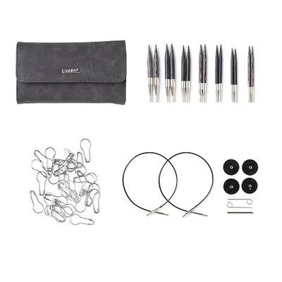Knit Picks Clark Short Interchangeable Knitting Needles Set with Case | 7 sizes of 2.75 inch long knitting needles, sizes 4-10, includes cables, stitch markers, and endcaps.