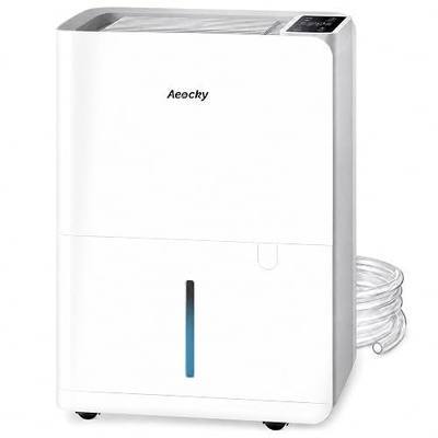 AEOCKY 50 Pint/Day Compressor Dehumidifier, 3500Sq.Ft for Basement, Home, Bedroom, Bathroom, with Drain Hose, 0.8 Gallon Water Tank Capacity, Intelligent Humidistat, Quiet