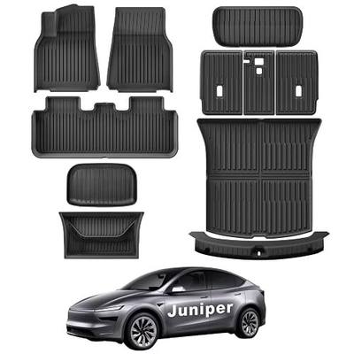 WEIZE Tesla Model Y Juniper Floor Mats 2025 2026, 11 PCS Full Set All Weather Non-Slip Floor Mats & Cargo Liners, Black Car Mats for Tesla Interior Accessories ((Not for Standard)