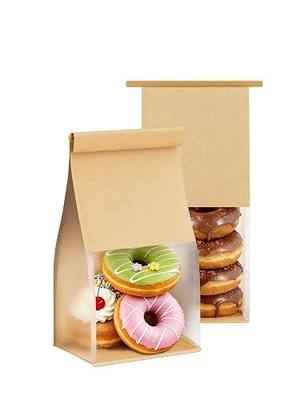 FireKylin Bread Cookie Bags with Window & Tin Tie,3.9x3.1x8.2 (50,Small) | Food Safe Brown Paper, Clear Window, Reusable Tin Tie, for Homemade Bread, Cookies, Muffins, Pastry, Candy, Party Favor