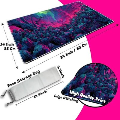 Playmat for MTG & TCG,24x14 inches(Zombies are Attacking) | Ideal for card game lovers. Non-slip rubber playmat with card zones, stitched edges, and a portable storage bag.