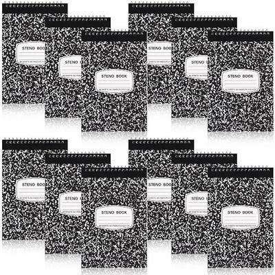 12 Pack Steno Pads Spiral 6 x 9 Inch Gregg Rule 60 Sheets Notebook Top Spiral Notebook for Writing Steno Books for Office, College, and Home Office(Black)