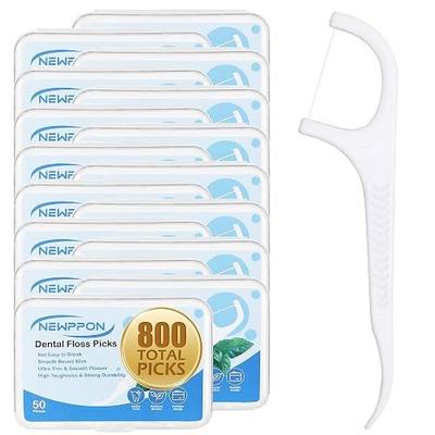800 Count Dental Floss Picks – Unflavored Floss Sticks with Built-in Toothpick – 16 Boxes of 50 – Strong & Smooth Dental Flossers for Family Oral Care at Home Office & Travel – Adults & Kids