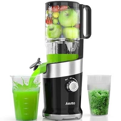 Cold Press Juicer For Whole Fruits, Aeitto Juicer Machines with Large Feed Chute, Self Feeding Juice Extractor Machine, Easy to Assemble, Easy to Clean & Use, High Juice Yield