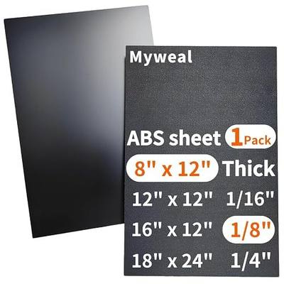 Black ABS Plastic Sheet 1/8 Inch Thick 8" x 12" (1-Pack) Textured & Smooth | Moldable Plastic Panels,Rigid Hard Thermoplastic Board,High Flexible Tensile Impact Strength,for DIY Materials Handcrafts,Car