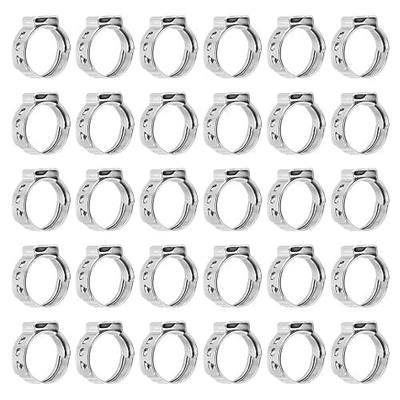 MECCANIXITY 40Pcs 12.3-14mm Single Ear Hose Clamps 304 Stainless Steel Polished Stepless Hose Clamp for Automobile Pipe Connections Home Appliance Wiring and Pipes, Silver