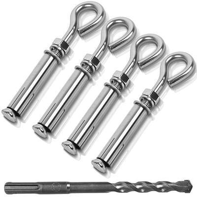 4 Pack 1/4" X 3-1/2" Expansion Eye Bolt,Concrete Eyebolt Anchors,Heavy Duty 304 Stainless Steel Eyebolt Anchors for Concrete Wall (4, 1/4" X 3-1/2")