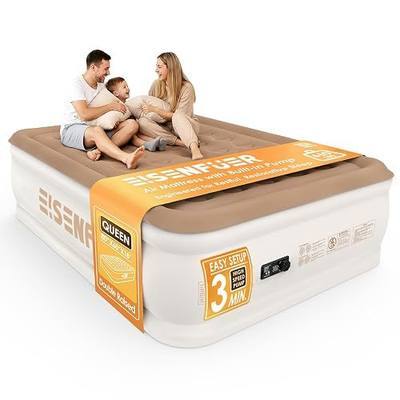 Air Mattress Queen with Built-in Pump – 18" Raised Inflatable Bed with High Speed Built-in Pump, Stable and Durable, colchón inflable, Cozy Guest Air Bed for Sleepovers, Glamping, Moving