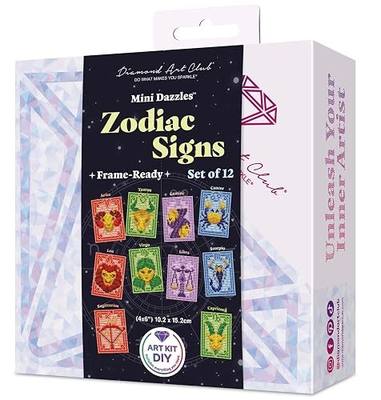 DIAMOND ART CLUB Mini Dazzles - Zodiac Signs Diamond Art Kits for Adults | Premium Diamond Painting Kit, Fun DIY Crafts for Adults, Diamond Art Canvas for Beginners, 4" x 6" (Pack of 12)