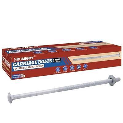 1/2" x 12" Carriage Bolts (12 PCS), Hot Dip Galvanized, Heavy Duty Round Head with Washers and Nuts