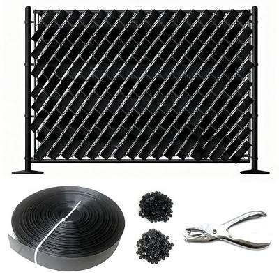 Chain Link Fence Privacy Tape, 246 feet x 0.15 feet Chain Link Fence Strips, Privacy Fence, (Including 200 Buttons and a Hole Punch) Black