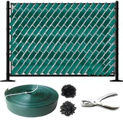 Chain Link Fence Privacy Tape, 246 feet x 0.15 feet Chain Link Fence Strips, Privacy Fence, (Including 200 Buttons and a Hole Punch) Green