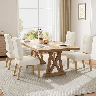HOMRELEXA Wooden Dining Chairs Set of 4, Dining Room Chairs with Wood Legs, Cloud-Like Cushion & Reinforcement Structure Design for Kitchen/Living Room/Restaurant, Easy Assembly