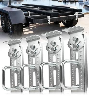Boat Trailer Bunk Brackets 4 Pack Galvanized Bunks Bracket Kit with U-Bolts, Fits 1.5"x3", 2"x3", 3"x3" Boat Trailer Crossmembers Beam Crossbars Accessories