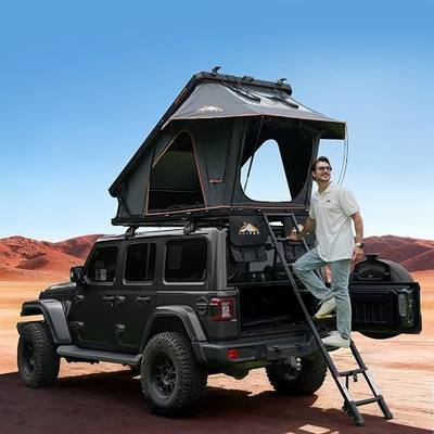 Innovator Pro Elevated Rooftop Tent Hard Shell with 40% Extra Space, Skyview Window, USB Outlet&Full Circle LED Strip for 4 Season Camping, Aluminum Pop Up 2-3 Person Roof Top Tent for Truck Jeep SUV