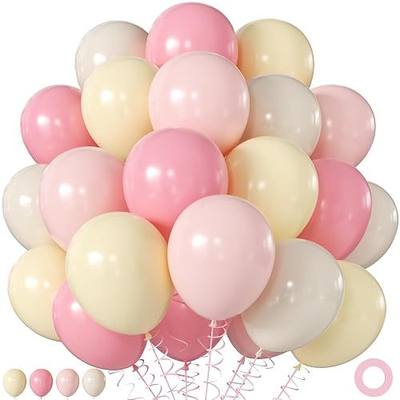 Pink and Yellow Balloons for Bee Bear Themed Baby Shower Decorations | 60Pcs 12Inch Pastel Pink Light Pink Yellow Sand White Balloons, Bridal Shower Anniversary Wedding Birthday Party Decorations