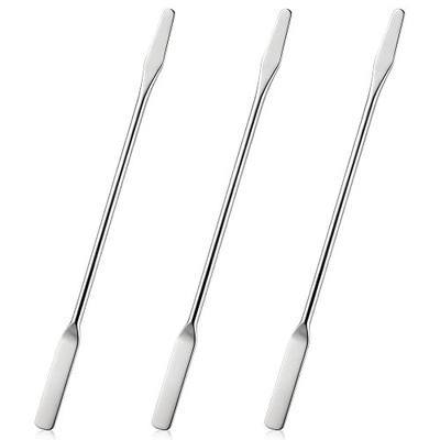 3PCS Lab Spatula,Stainless Steel,Small Metal Spatula Double Ended,Micro Spatula Square/Round End Spatula Makeup Spatula Tool for Mixing Cosmetics (3 Pcs)