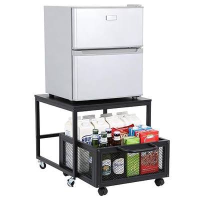 GCCSJ 19.7x19.7in Mini Fridge Stand with Movable Storage Drawer, Heavy Duty Mobile Mini Refrigerator Stand, Mini Fridge Cabinet for Dorm, Home, Office, Black