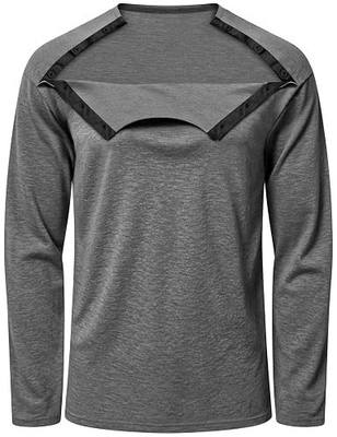 Chemo Port Shirts for Men Women Long Sleeve Post Shoulder Surgery Recovery Shirts Snap Off Chemotherapy Clothing Unisex
