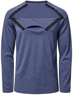 Chemo Port Shirts for Men Women Long Sleeve Post Shoulder Surgery Recovery Shirts Snap Off Chemotherapy Clothing Unisex