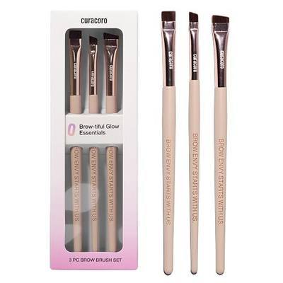Curacoro Eyebrow Brush Set, 3-Piece Brow Brushes for Mapping & Tinting | Beige Handle, Synthetic Brush Set for Brow Mapping, Tinting, Lash Lift & Brow Lamination