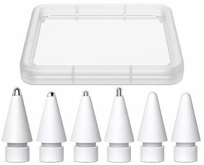 NXVX Replacement Tips for Apple Pencil, 2 Silicone + 4 Silver Metal | Quiet soft nibs for silent notes, hard nibs for long-wear drawing, case included