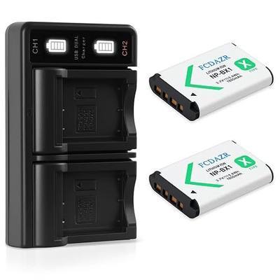 NP-BX1 Battery (2 Pack) and Dual USB Charger for Sony NP-BX1/M8, ZV-1, ZV-1F, ZV-1 II, Cyber-Shot DSC-HX80, HX90V, HX95, HX99, HX350, RX1, RX1R II, RX100 (II/III/IV/V/VA/VI/VII), AS300
